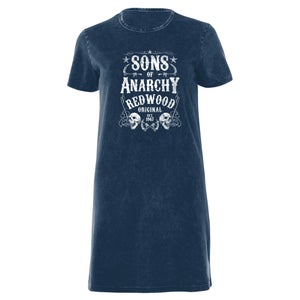 Sons of Anarchy Redwood Original Women's T-Shirt Dress - Navy Acid Wash