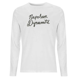 Napoleon Dynamite Script Logo Men's Long Sleeve T-Shirt - White