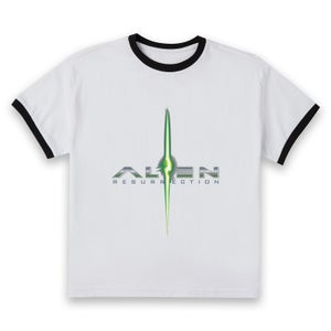 Alien Logo Women's Cropped Ringer T-Shirt - White Black