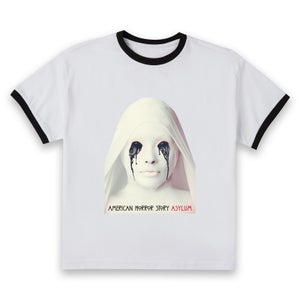 American Horror Story Asylum Women's Cropped Ringer T-Shirt - White Black