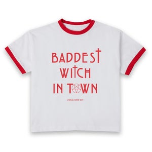 American Horror Story Baddest Witch In Town Women's Cropped Ringer T-Shirt - White Red
