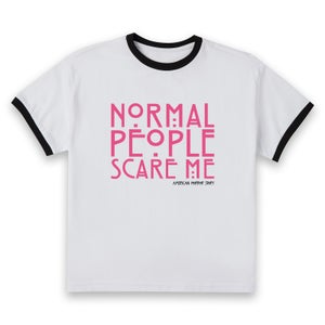 American Horror Story Normal People Scare Me Women's Cropped Ringer T-Shirt - White Black