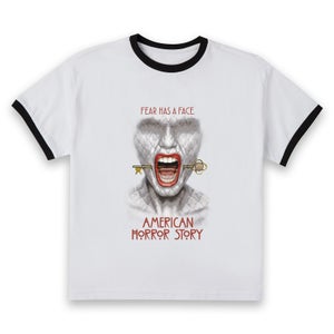 American Horror Story Fear Has A Face Women's Cropped Ringer T-Shirt - White Black