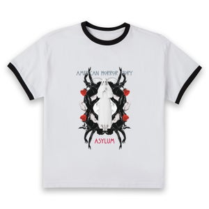 American Horror Story White Nun Women's Cropped Ringer T-Shirt - White Black