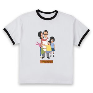 Bob&apos;s Burgers Family Women's Cropped Ringer T-Shirt - White Black