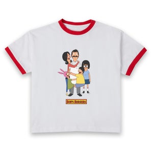 Bob&apos;s Burgers Family Women's Cropped Ringer T-Shirt - White Red