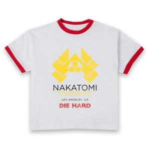 Die Hard Nakatomi Corp Women's Cropped Ringer T-Shirt - White Red