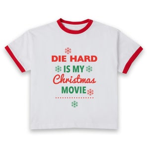 Die Hard Christmas Movie Women's Cropped Ringer T-Shirt - White Red