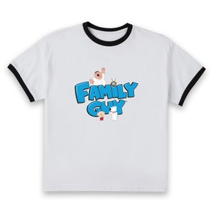 Family Guy Character Logo Women's Cropped Ringer T-Shirt - White Black