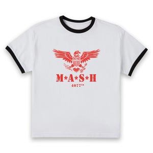 M*A*S*H Broken Eagle Logo Women's Cropped Ringer T-Shirt - White Black