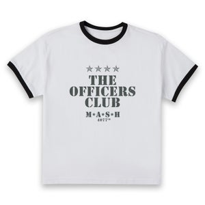 M*A*S*H The Officers Club Women's Cropped Ringer T-Shirt - White Black