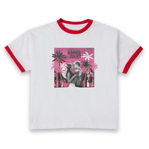 Romeo and Juliet Palmtree Women's Cropped Ringer T-Shirt - White Red