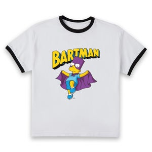 The Simpsons Bartman Women's Cropped Ringer T-Shirt - White Black