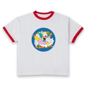 The Simpsons Krusty Ripped Circle Women's Cropped Ringer T-Shirt - White Red