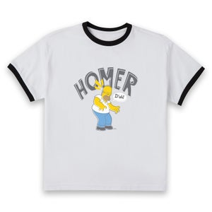 The Simpsons Homer D'Oh Women's Cropped Ringer T-Shirt - White Black