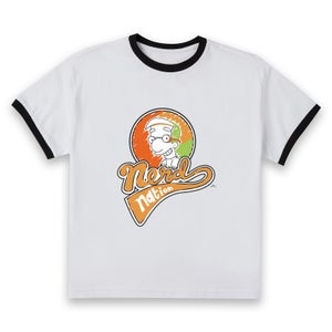 The Simpsons Nerd Nation Women's Cropped Ringer T-Shirt - White Black