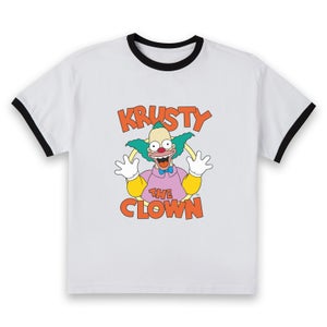 The Simpsons Krusty The Clown Women's Cropped Ringer T-Shirt - White Black