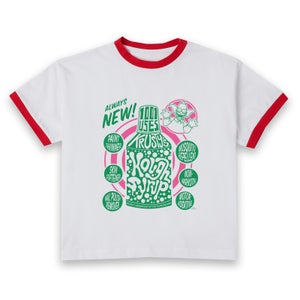 The Simpsons Krusty Kough Syrup Women's Cropped Ringer T-Shirt - White Red