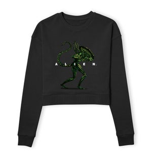 Alien Full Side Women's Cropped Sweatshirt - Black