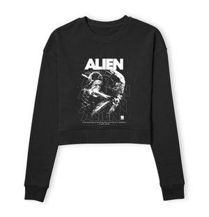 Alien Repeat Women's Cropped Sweatshirt - Black