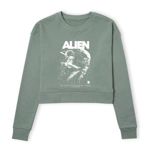 Alien Repeat Women's Cropped Sweatshirt - Khaki