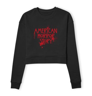 American Horror Story Splatter Logo Women's Cropped Sweatshirt - Black