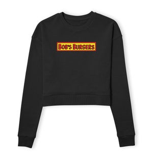 Bob's Burgers Block Logo Women's Cropped Sweatshirt - Black