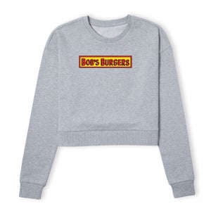 Bob's Burgers Block Logo Women's Cropped Sweatshirt - Grey
