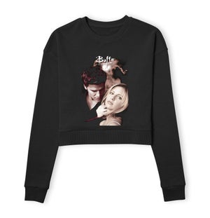 Buffy The Vampire Slayer Angel Poster Women's Cropped Sweatshirt - Black