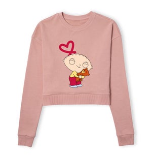 Family Guy Stewie Loves Bear Women's Cropped Sweatshirt - Dusty Pink