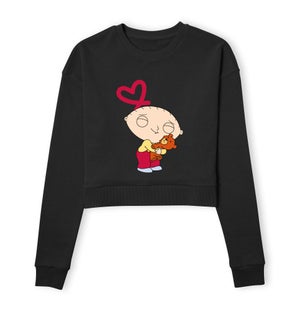 Family Guy Stewie Loves Bear Women's Cropped Sweatshirt - Black