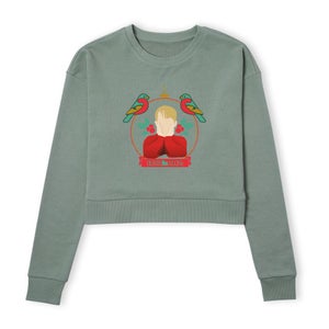 Home Alone Christmas Bauble Women's Cropped Sweatshirt - Khaki