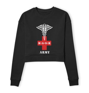 M*A*S*H Army Red Cross Women's Cropped Sweatshirt - Black