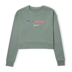 M*A*S*H US Flag Logo Women's Cropped Sweatshirt - Khaki