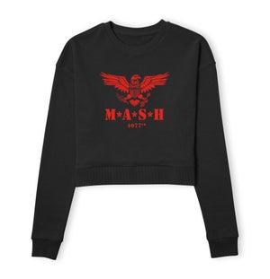 M*A*S*H Broken Eagle Logo Women's Cropped Sweatshirt - Black