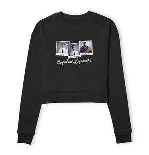 Napoleon Dynamite Polaroids Women's Cropped Sweatshirt - Black