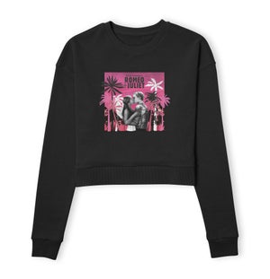 Romeo and Juliet Palmtree Women's Cropped Sweatshirt - Black