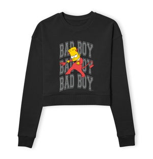 The Simpsons Bad Boy Bart Women's Cropped Sweatshirt - Black