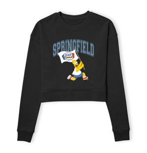 The Simpsons Springfield Team Women's Cropped Sweatshirt - Black