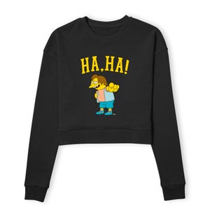 The Simpsons Nelson Ha Ha Women's Cropped Sweatshirt - Black