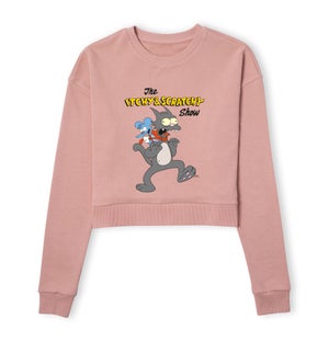 The Simpsons Itchy And Scratchy Strangle Women's Cropped Sweatshirt - Dusty Pink