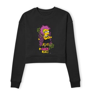 The Simpsons Lisa Girls Rock Women's Cropped Sweatshirt - Black