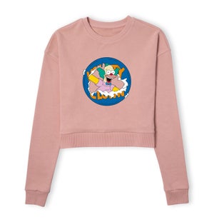The Simpsons Krusty Ripped Circle Women's Cropped Sweatshirt - Dusty Pink