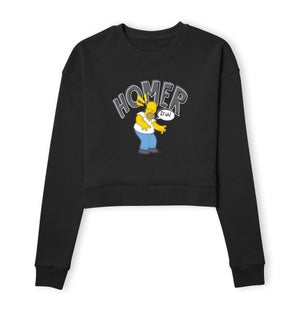 The Simpsons Homer D'Oh Women's Cropped Sweatshirt - Black