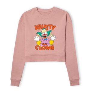 The Simpsons Krusty The Clown Women's Cropped Sweatshirt - Dusty Pink