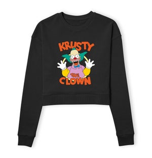The Simpsons Krusty The Clown Women's Cropped Sweatshirt - Black