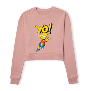 The Simpsons Yo! Bart Women's Cropped Sweatshirt - Dusty Pink