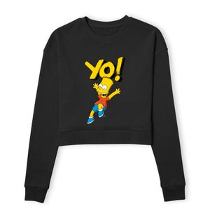 The Simpsons Yo! Bart Women's Cropped Sweatshirt - Black
