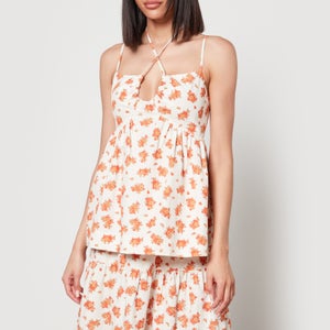 Aligne Horti Cutout Floral-Print Poplin Top