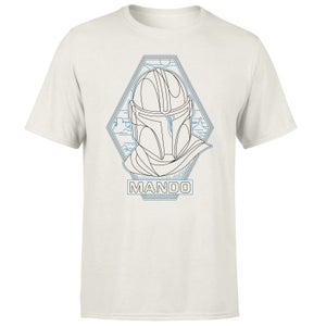 Star Wars The Mandalorian Mando Line Art Badge Men's T-Shirt - Cream